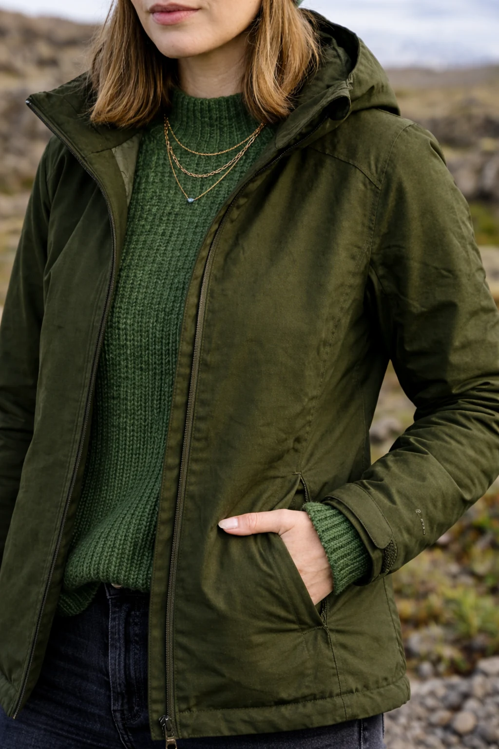 Iceland outfit strategy — blend in in #4B5320