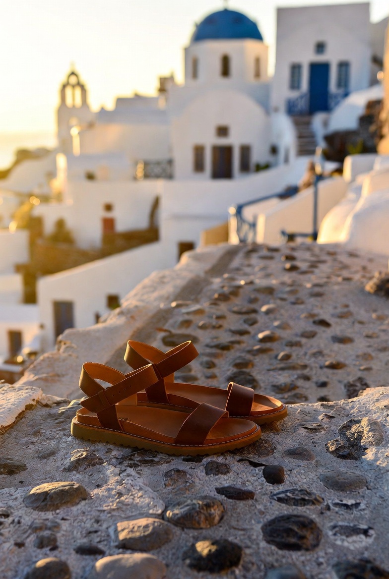 Santorini in August - Supportive sandals and walking shoes suitable for Santorini's steps and stone paths